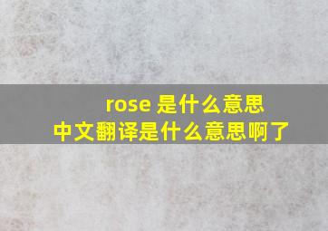 rose 是什么意思中文翻译是什么意思啊了